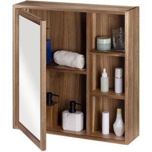 Badkamerkast met spiegel en 5 planken van acaciahout - Voor badkamer of toilet - 60 x 60 cm