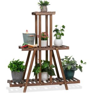 Plantenrek - Wandrek - Voor Planten - Ladder Kast - 3 Planken - 3 Laags - Plantenrek - Zwart