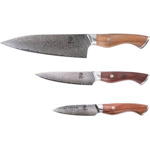 Homizu Baranoki messenset - 3-delig - damascus messen - japanse messen