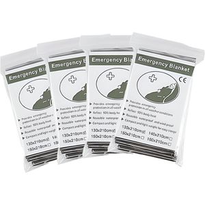 Nooddeken - Isolatiedeken - Reddingsdeken - Isoleerdeken Goud/Zilver - Warmtedeken Outdoor - Set van 4 - 1,3 x 2,1 m - Noodpakket - Noodsituaties - Overleving - EHBO - Rode Kruis
