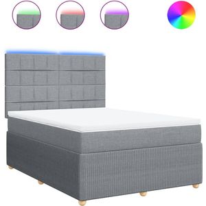 vidaXL - Boxspring - met - matras - stof - lichtgrijs - 140x190 - cm