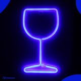 Neon Lamp - Wijnglas Blauw - Incl. 3 Batterijen - Neon Verlichting - Neon Led Lamp - Neon Wandlamp