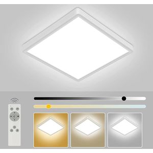GOECO-led plafondlamp-Dimbaar licht met afstandsbediening-IP40-24W-6000K+4000K+3000K-Wit
