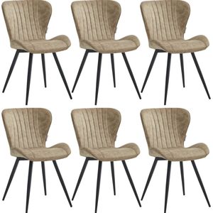 Colenis® - Star Eetkamerstoel - Set van 6 - Sand - Microvezel - Microfiber - Industrieel - Design - Eetkamerstoelen - Stoel