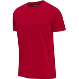 Hummel - Shirt - Rood - Jersey - Ronde Hals, Effen Motief, Kwartmouw