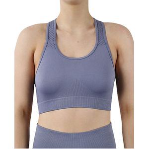 Pretty Polly Crop Top - Active Wear - Nauw Sluitend - Ronde Hals - Ademend - Naadloos - Yoga - Pilates - XL - Blueberry