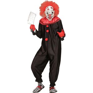 Widmann - Monster & Griezel Kostuum - Zwart Rood Horror Killer Clown - Man - Rood, Zwart - Medium - Halloween - Verkleedkleding