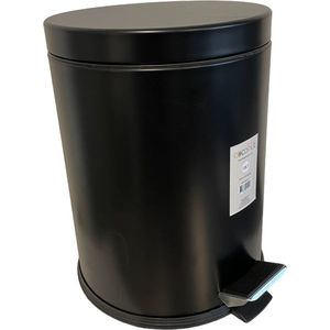 HL - Rond - Pedaalemmer - Prullenbak met Pedaalemmer - Afvalbak - Vuilnisbak - Zwart - 12 liter