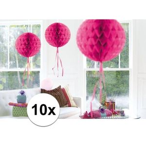 10x feestversiering decoratie bollen fel roze 30 cm