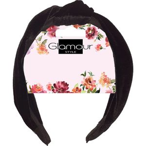 Haarband met knoop in velours Zwart
