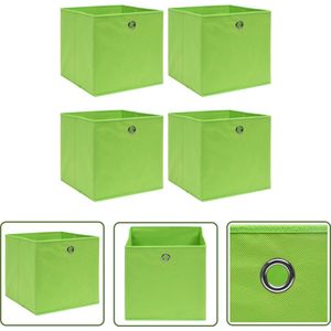 The Living Store Inklapbare Opbergboxen Groen - 32 x 32 x 32 cm - Nonwoven Stof