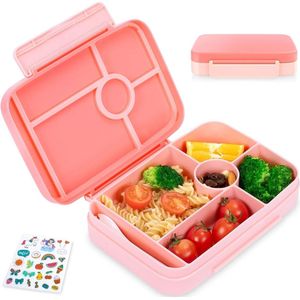 Broodtrommel voor kinderen met vakken, 1050 ml, lekvrije bento-box, kinderlunchbox, lekvrij, met 5 vakken, snackbox, broodtrommel voor meisjes en jongens, magnetron/vaatwasmachinebestendig