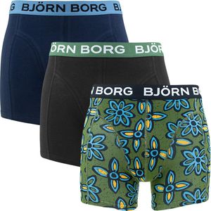 Björn Borg boxershorts Essential (3 pack) - Cotton Stretch boxers normale lengte - zwart - donkerblauw en print - Maat: XXL