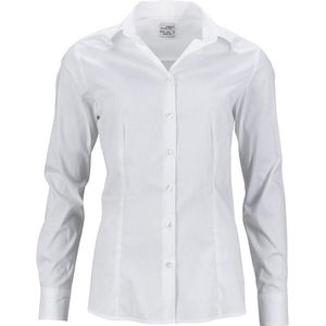 James and Nicholson Dames/dames Slim Fit Shirt (Wit)