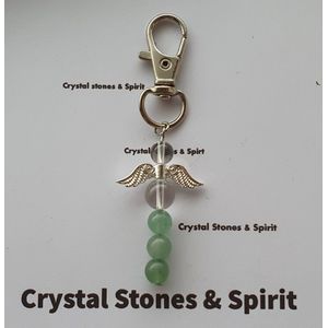 Geboortesteen Augustus ""Aventurijn Groen"" sleutelhanger zilverkleurig