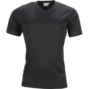 Fusible Systems - Heren Actief James and Nicholson T-Shirt met V-Hals (Zwart)