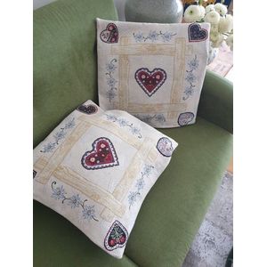 Kussenhoes Gobelinstof Alsace heart met rits 45*45cm