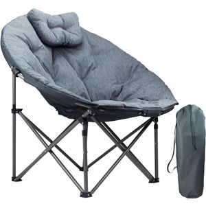 TRVLMORE Campingstoel - XL - Opvouwbaar - Incl. Draagtas - Kampeerstoel - Vlinderstoel - 150 kg draagvermogen - Grijs