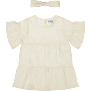 Dirkje meisjes jurk+ haarband Off white - 03 Girls little flowers