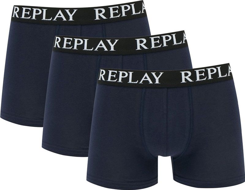 Replay - Boxer Basic Cuff Logo - Zwart - Boxershorts - 3 Pack