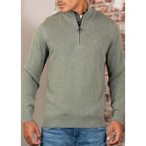 Barbour Cotton half zip knitted jumper - thyme