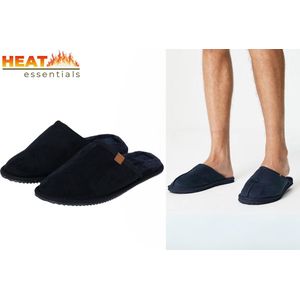Heat Essentials Suede Pantoffels Heren - Navy - Maat 41/42 - Instap Sloffen Heren - Spaanse Sloffen - Antislip