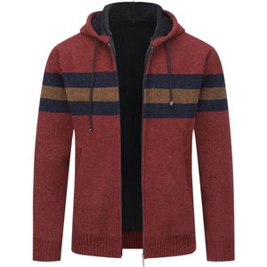 Allthemen Heren Capuchon Cardigan - Gestreepte Rits - M
