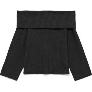 Vero Moda - Aries - Gebreide Trui - Zwart - Dames - Offshoulder Model