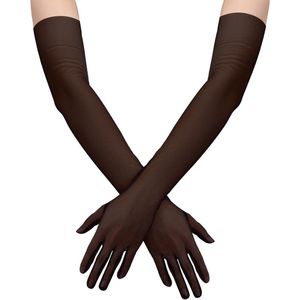 Kanten Handschoenen - 67 cm - Halfvingerige - Stretch - Tule - Bruidshandschoenen - Halloween - Kostuum - Feestdans - Opera - Zwart .