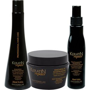 Phytorelax Keratine Herstelset - Voordeelverpakking met Shampoo, Haarmasker en Haarspray - Ultieme Verzorging voor Beschadigd Haar