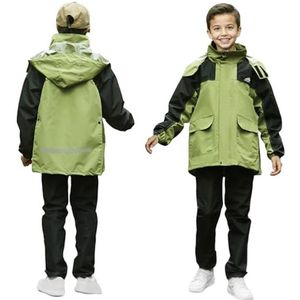 Waterdichte Kinderregenjas en Regenbroek Set voor Jongens en Meisjes - 8-14 Jaar - Licht en Ongevoerd
