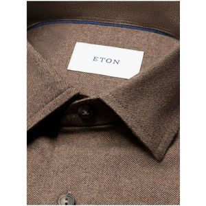 Eton, Heren, Overhemden, Bruin, Maat: S Flanel,
