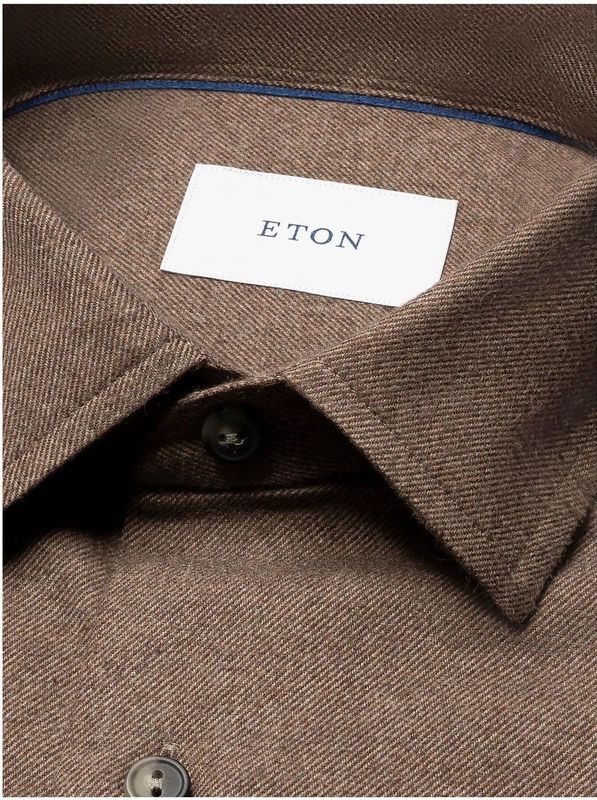 Eton, Heren, Overhemden, Bruin, Maat: S Flanel,