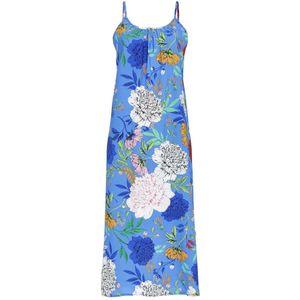 Lange bont gebloemde strandjurk - Blauw - Maat - 40