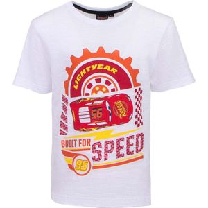 Disney Cars Shirt - Built for Speed - Wit - Maat 122/128 (8 jaar)