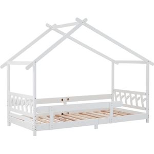 Kinderbedden - Huis bedje - massief houten kinder bed - wit - 200x90cm
