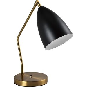 QUVIO Tafellamp modern - Lampen - Leeslamp - Nachtkastlamp - Verlichting - Tafellamp slaapkamer - Tafellampen - Bedlamp - Verstelbare voet - E27 Fitting - Met 1 lichtpunt - Voor binnen - Metaal - 35 x 18 x 42 cm - Zwart en goud