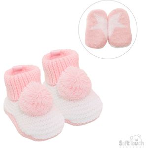 Soft Touch Babyslofjes Gehaakt Met Pompom Roze Meisjes 3-6 Maanden CRS11