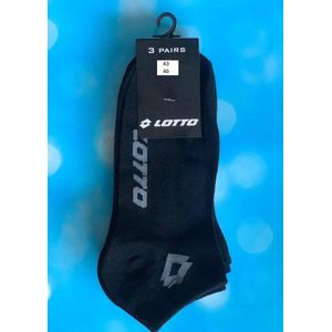 Lotto Sneaker Sokken - sport sokken - korten sokken - lotto sokken - Zwart 3 Paar - Maat: 43/46