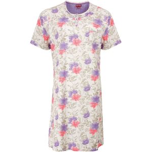 Medaillon Dames Nachthemd - Katoen - Bloemenprint - Maat S