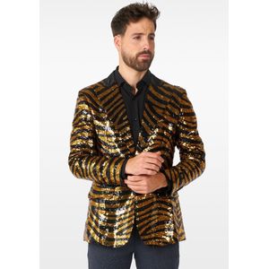 OppoSuits Tiger Royale - Heren Blazer - Glimmende Outfit - Carnaval - Goud - Maat EU 62