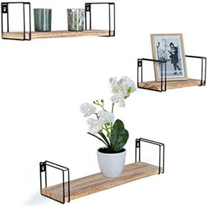 Set van 3 wandplanken Lily hout en metaal industrieel design