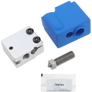 1 Set 3D Printer Accessoires 3D Printer Aluminium Heater Blok met Siliconen Sok en 0.4mm Messing Nozzles Compatibel met Volcano V2 PT100 Heatblock