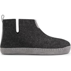 Travelin' Stay-Home Dames hoge sloffen - Wollen pantoffels - Suede zool - Grijs