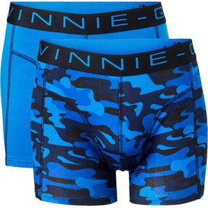 Vinnie-G Boxershorts 2-pack Black /Blue Army Combo - Maat S - Heren Onderbroeken Blauw/Legerprint - Geen irritante Labels - Katoen heren ondergoed