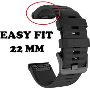 Firsttee - Siliconen Horlogeband - EASY FIT - Voor GARMIN - ZWART - 22 MM - Horlogebandjes - Quick Release - Easy Click - Garmin - S60 - S62 - Fenix 5 - Forerunner 935 - Fenix 6 (Pro) - Horloge bandje - Golfkleding - Golf accessoires - Cadeau