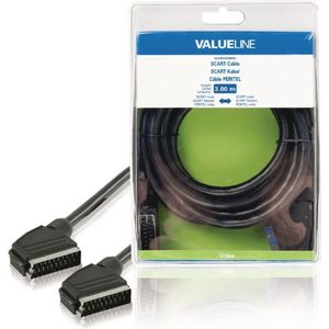 Valueline VLVB31000B30 Scart Kabel Scart Mannelijk - Scart Mannelijk 3,00 M Zwart