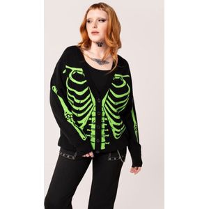 Hell Bunny Skeleton Cardigan Dames Cardigan - zwart/groen - XS