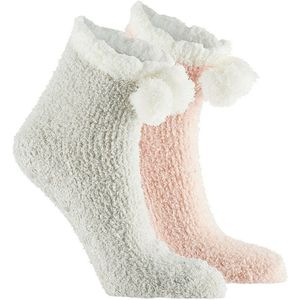 Apollo bedsokken / huissokken - kinderen - 2-pack - roze/wit - one size - Slaapsokken - Slofsokken
