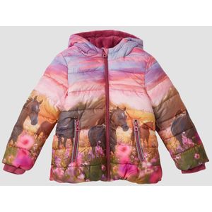 Buitenjas - Gewatteerd - Met Fleece Gevoerde Capuchon - Kleurverloopprint